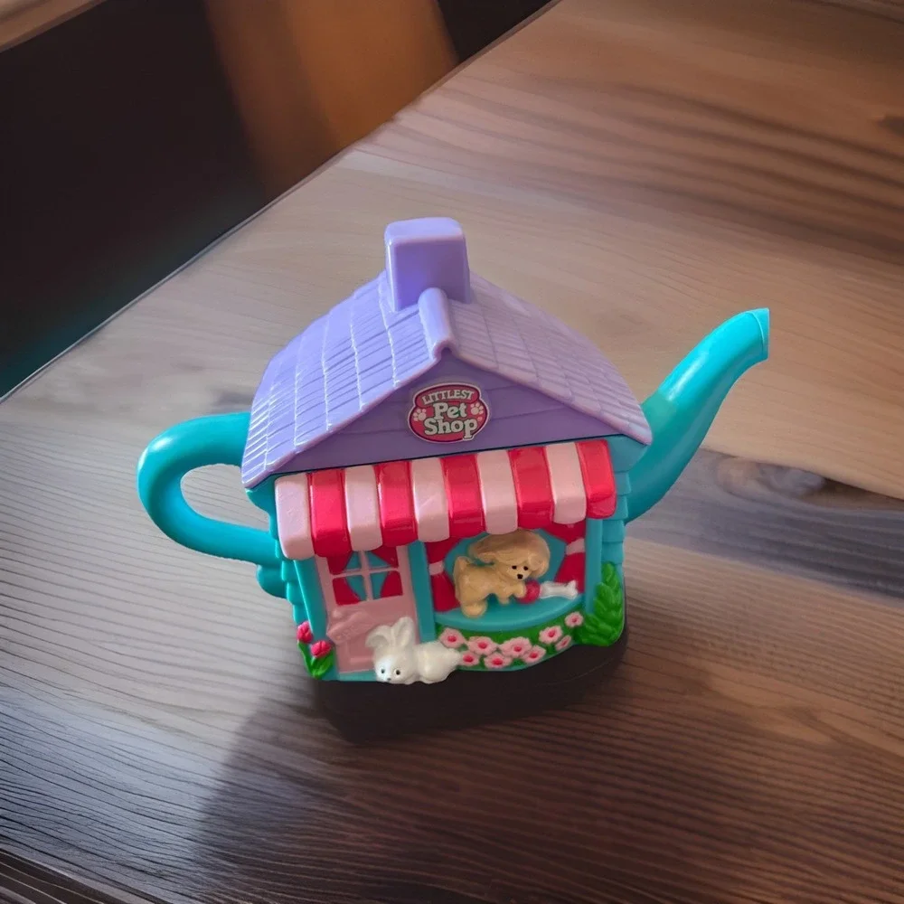 Vintage Kenner Littlest Pet Shop Tea Set 1994 Teal Purple Bunny Kitten Collector
